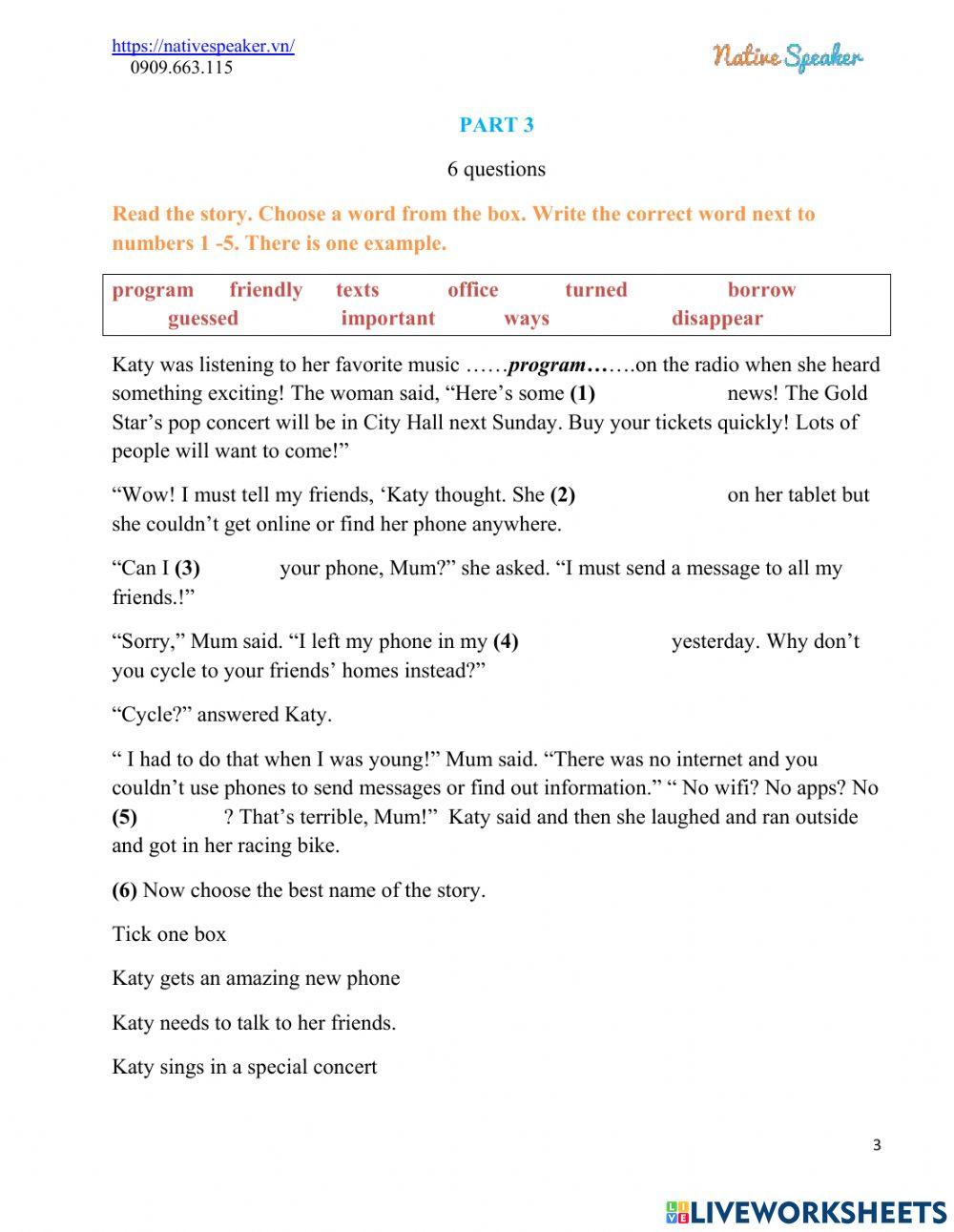 Reading and writing test 2 practice 3