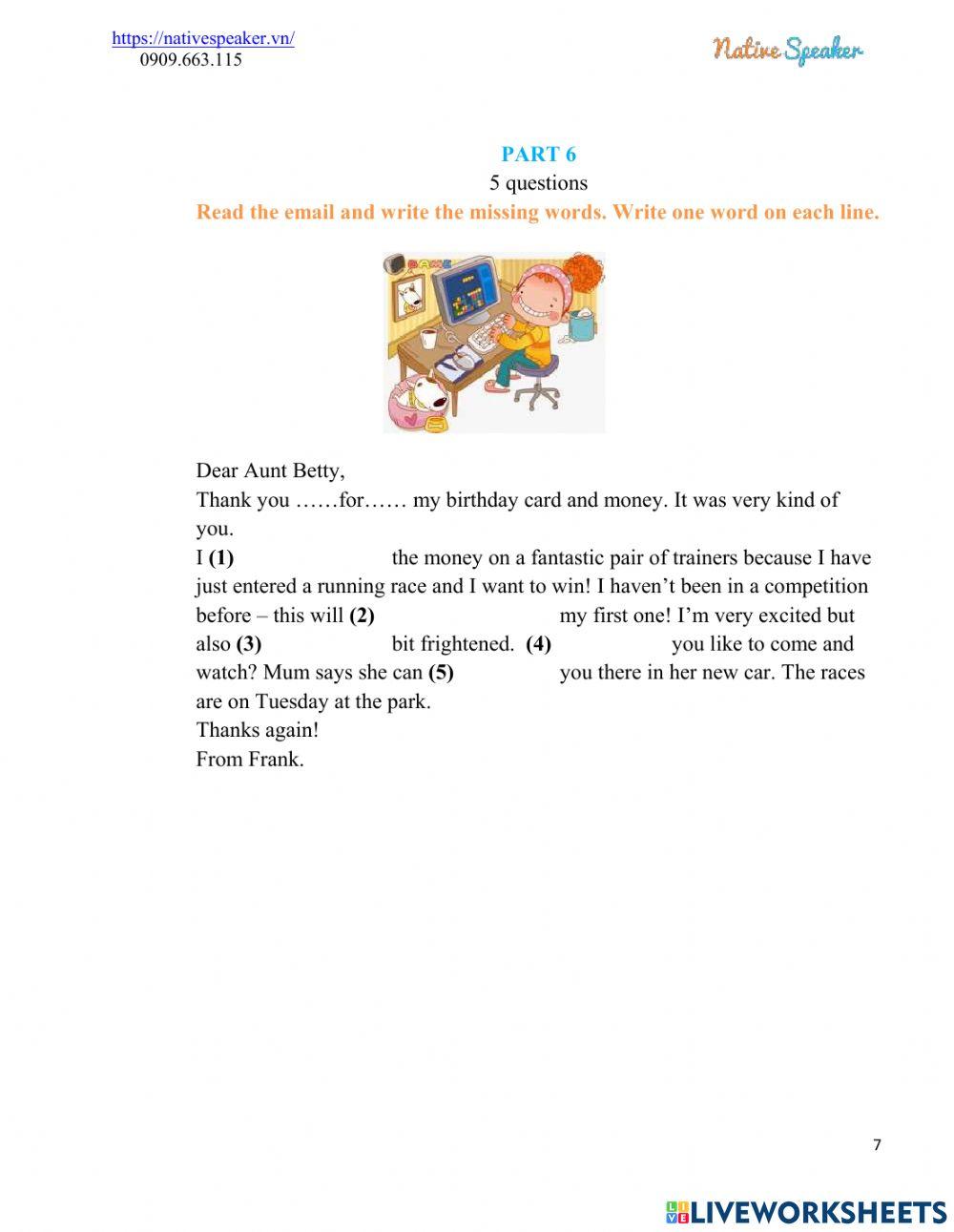 Reading and writing test 3 practice 3