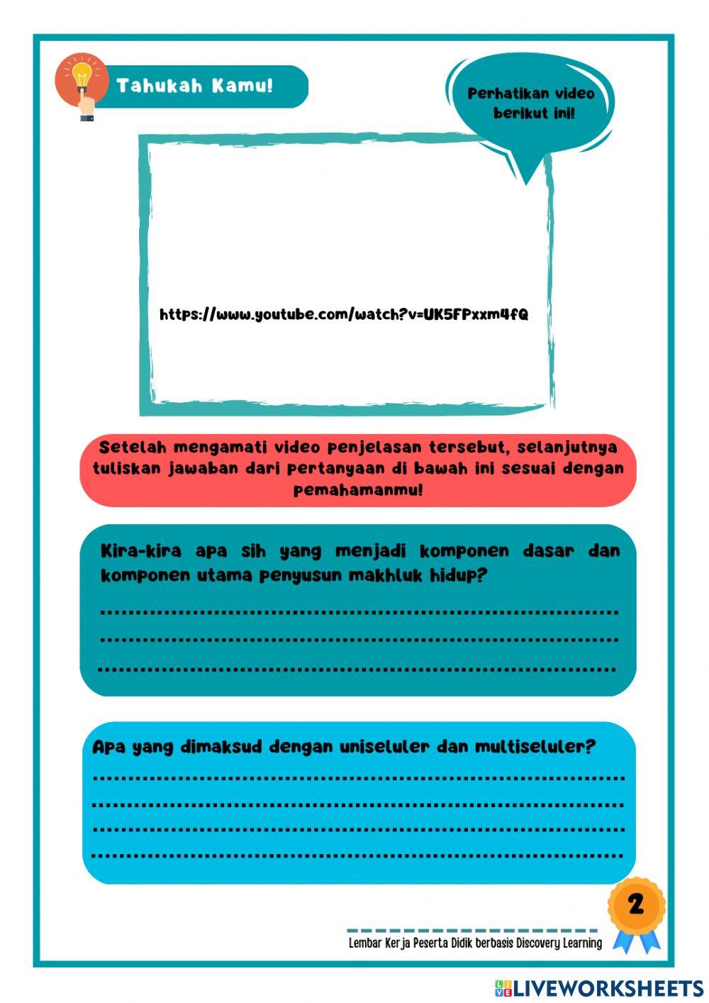 Kegiatan 1 -Konsep Sistem Organisasi Kehidupan-