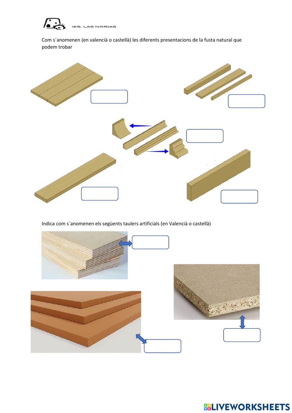 Cuestionario Tipos de madera