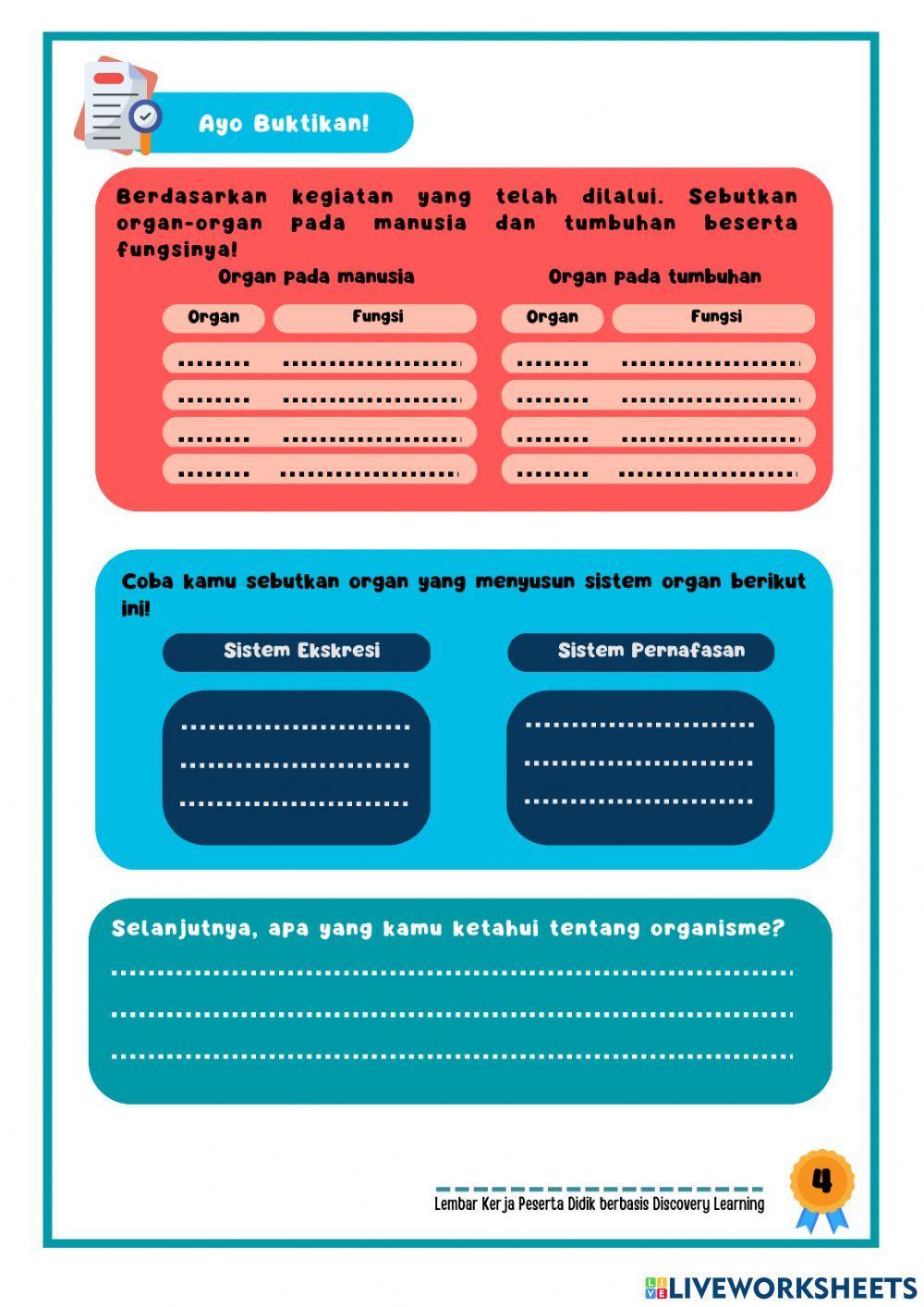 Kegiatan 4 LKPD berbasis Discovery Learning Sistem Organisasi Kehidupan