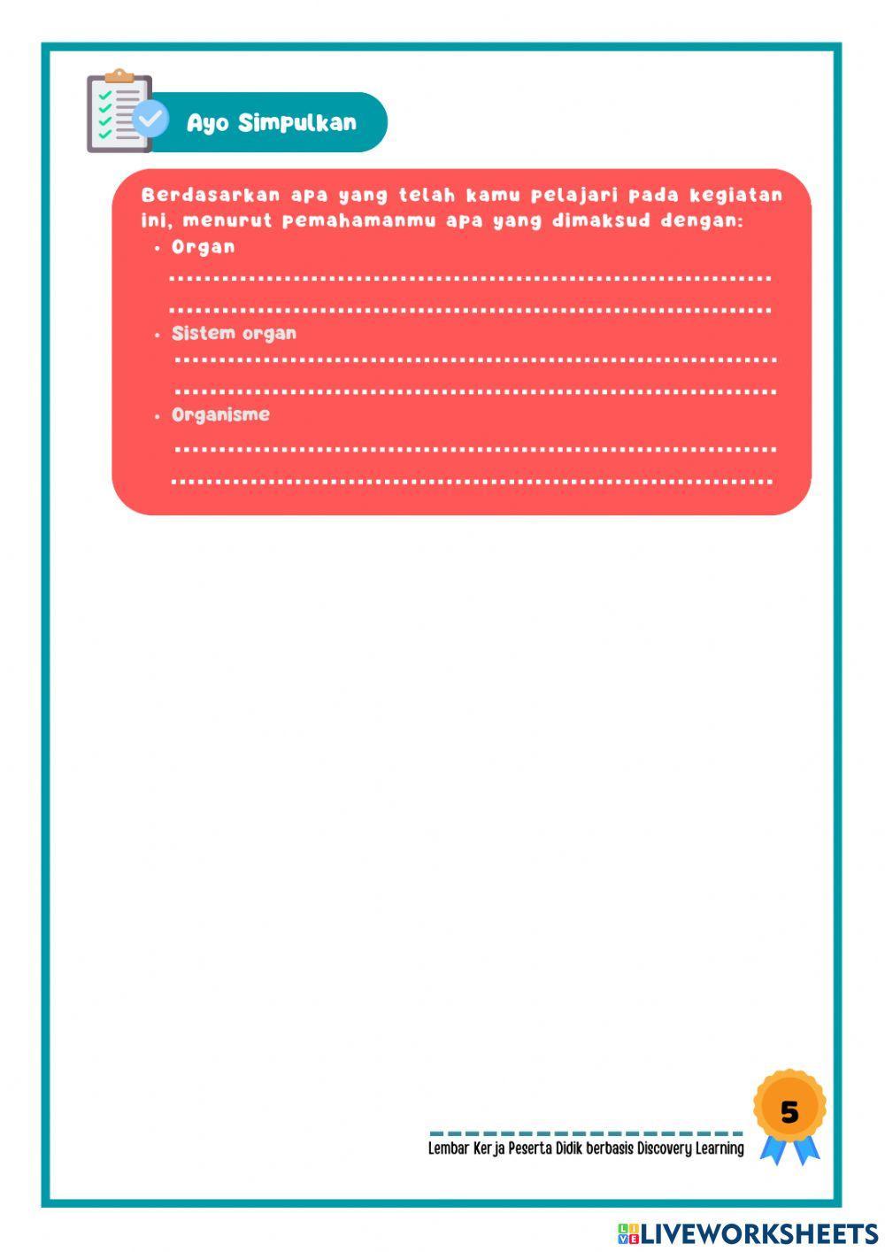 Kegiatan 4 LKPD berbasis Discovery Learning Sistem Organisasi Kehidupan