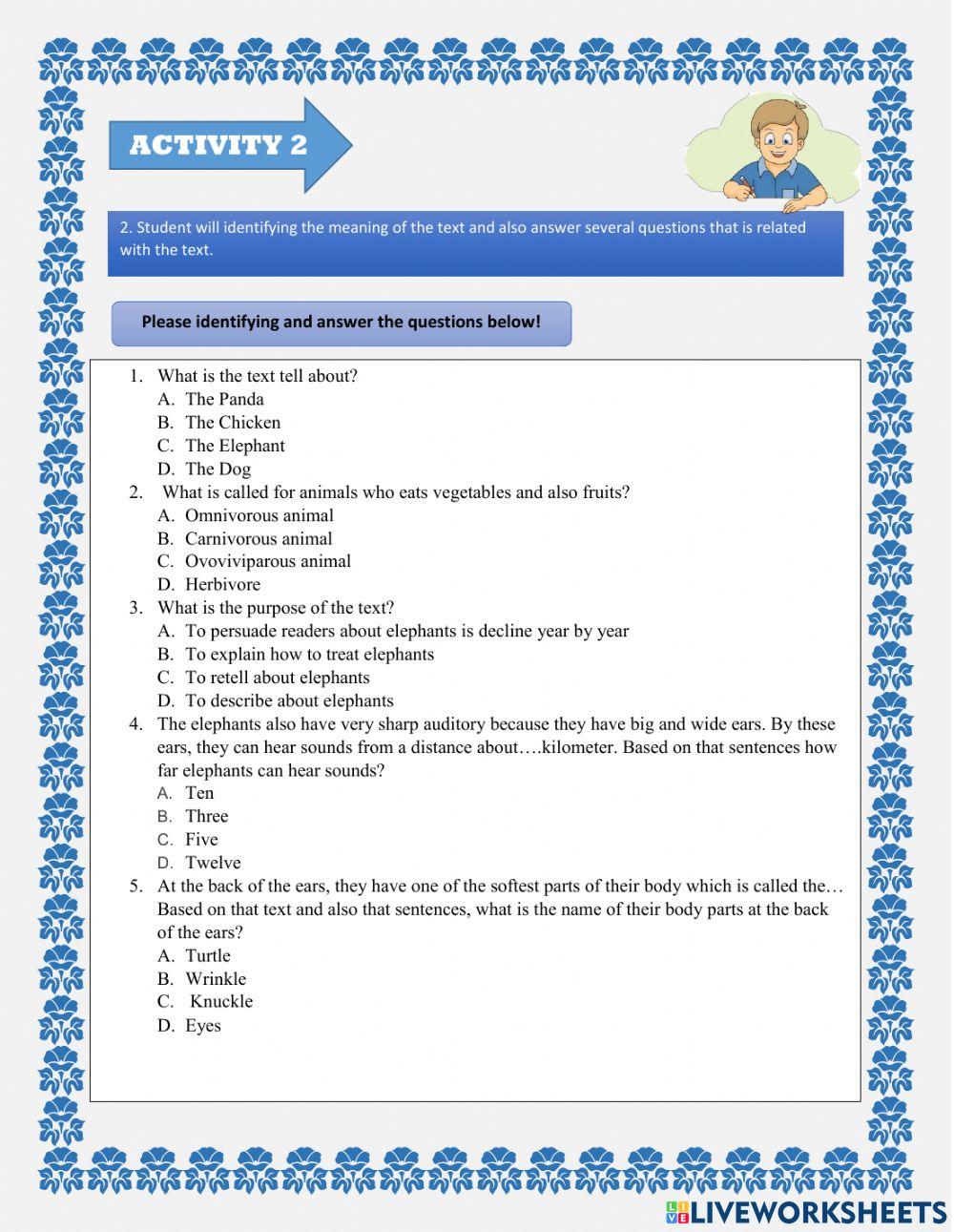 Descriptive Text Worksheet