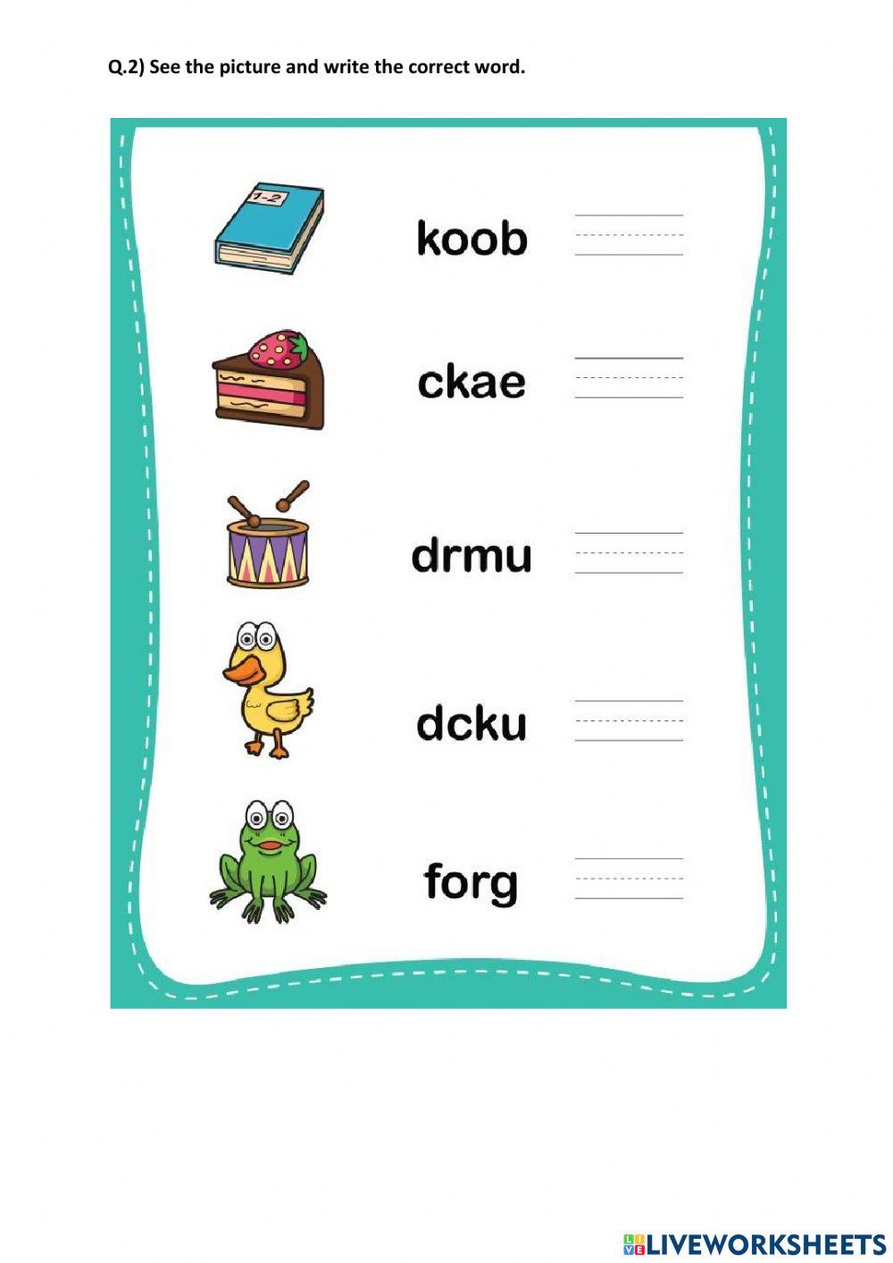 Literacy worksheet