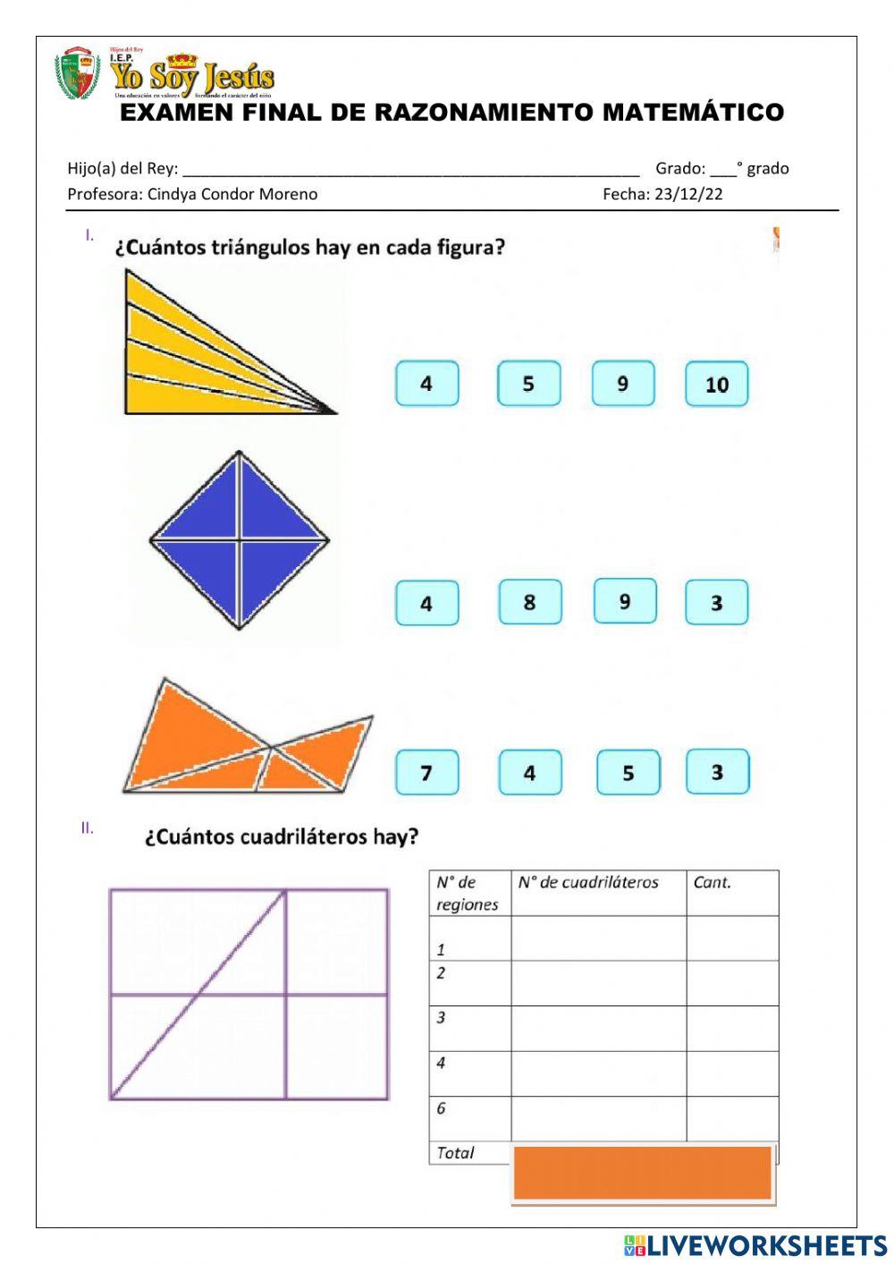 Evaluación de razonamiento matemático