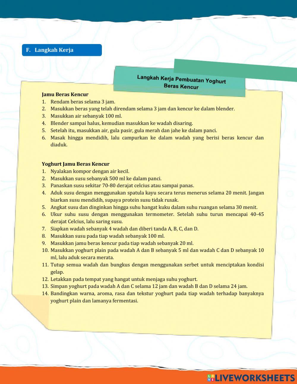 E-lkpd bioteknologi pangan-yoghurt jamu beras kencur