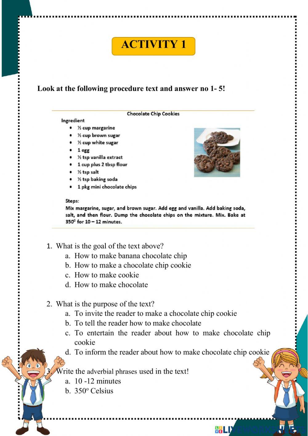 Procedure Text Worksheet activity | Live Worksheets