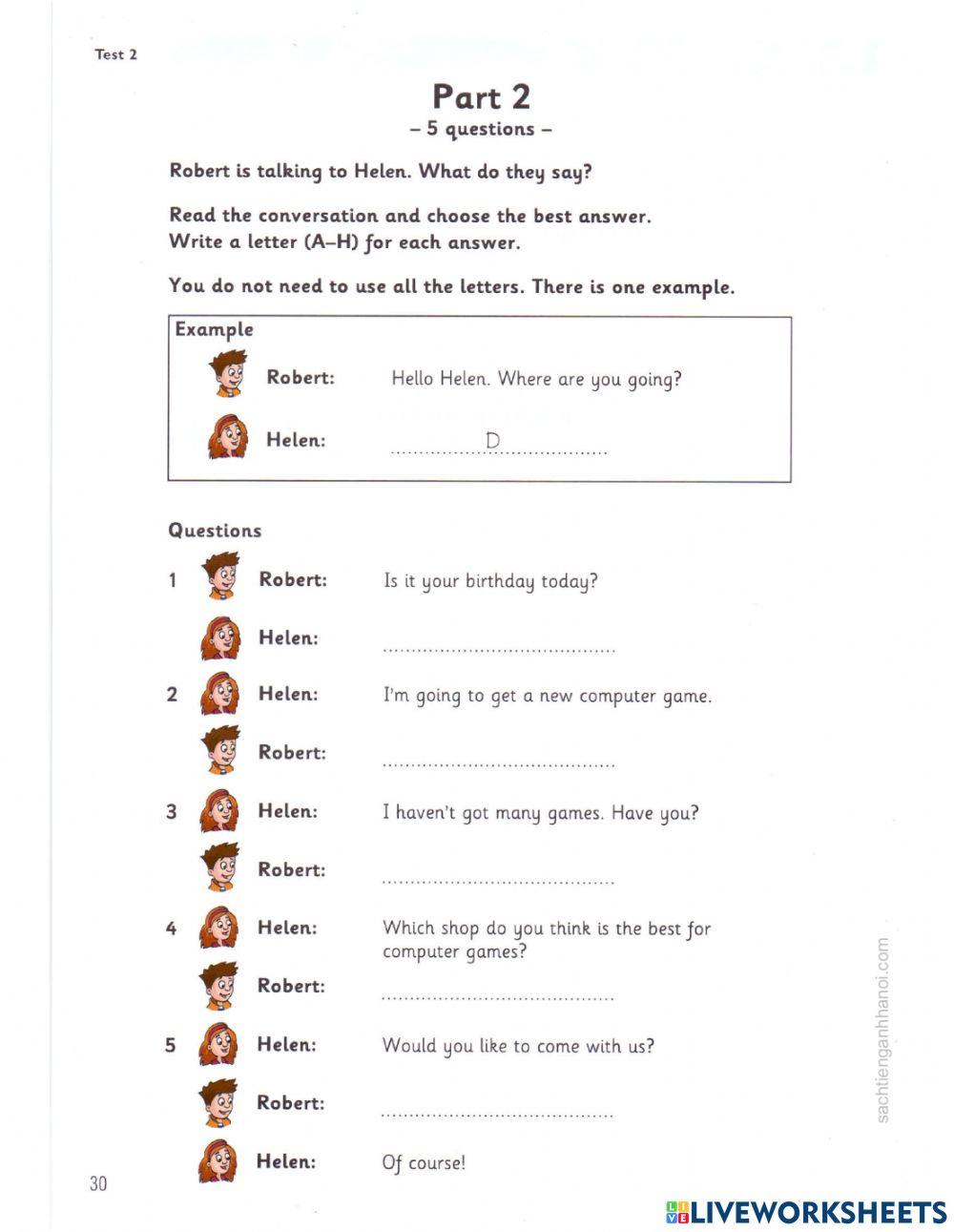 Flyers 1 reading test 2