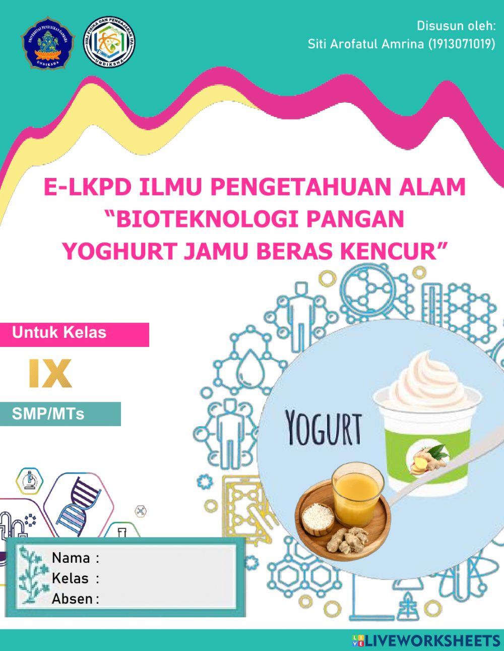 E-lkpd bioteknologi pangan-yoghurt jamu beras kencur