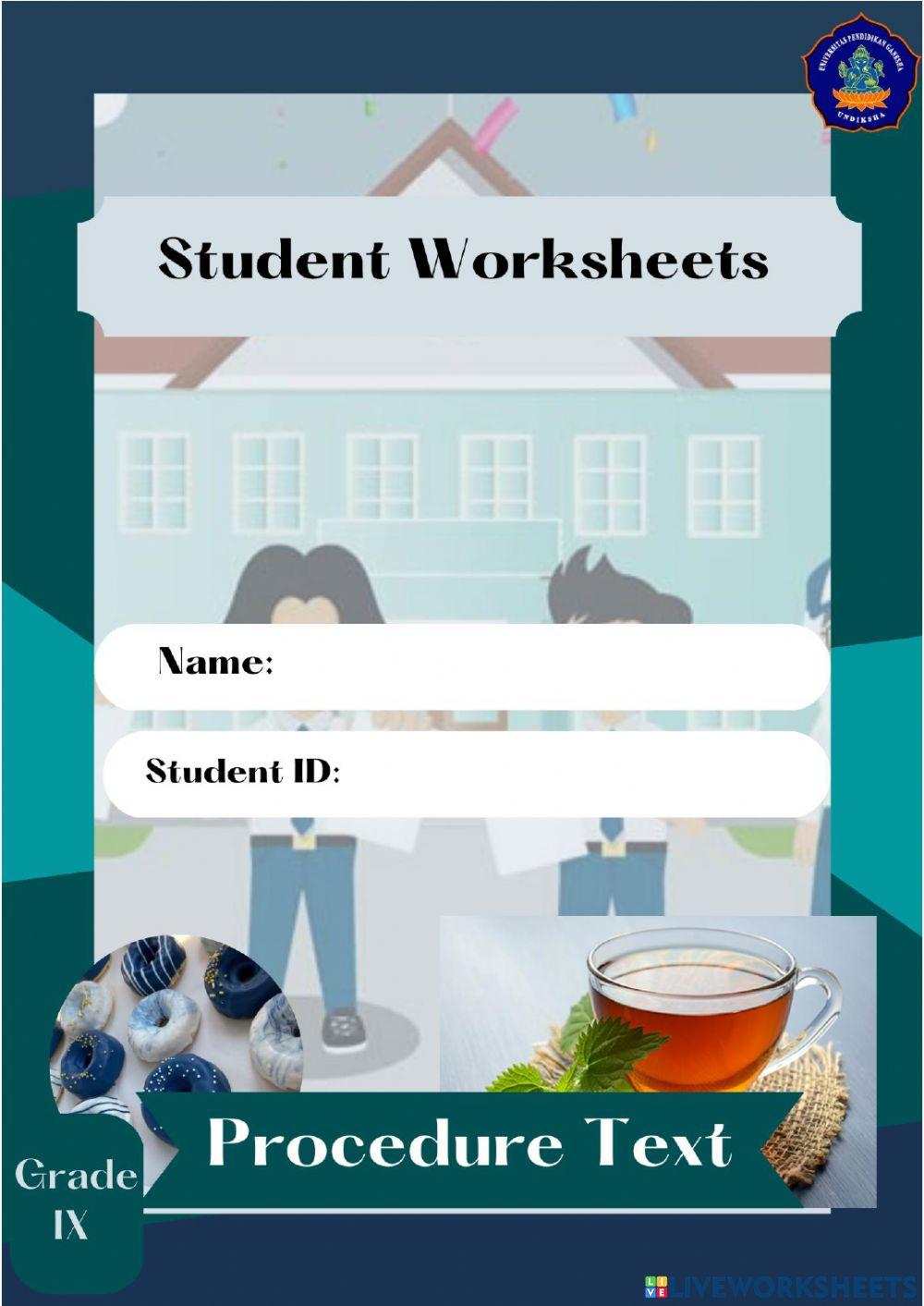 Procedure text worksheets