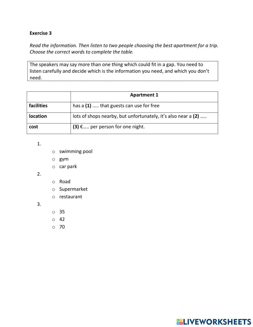 IE2, Unit 3, Listening, Exercise 3