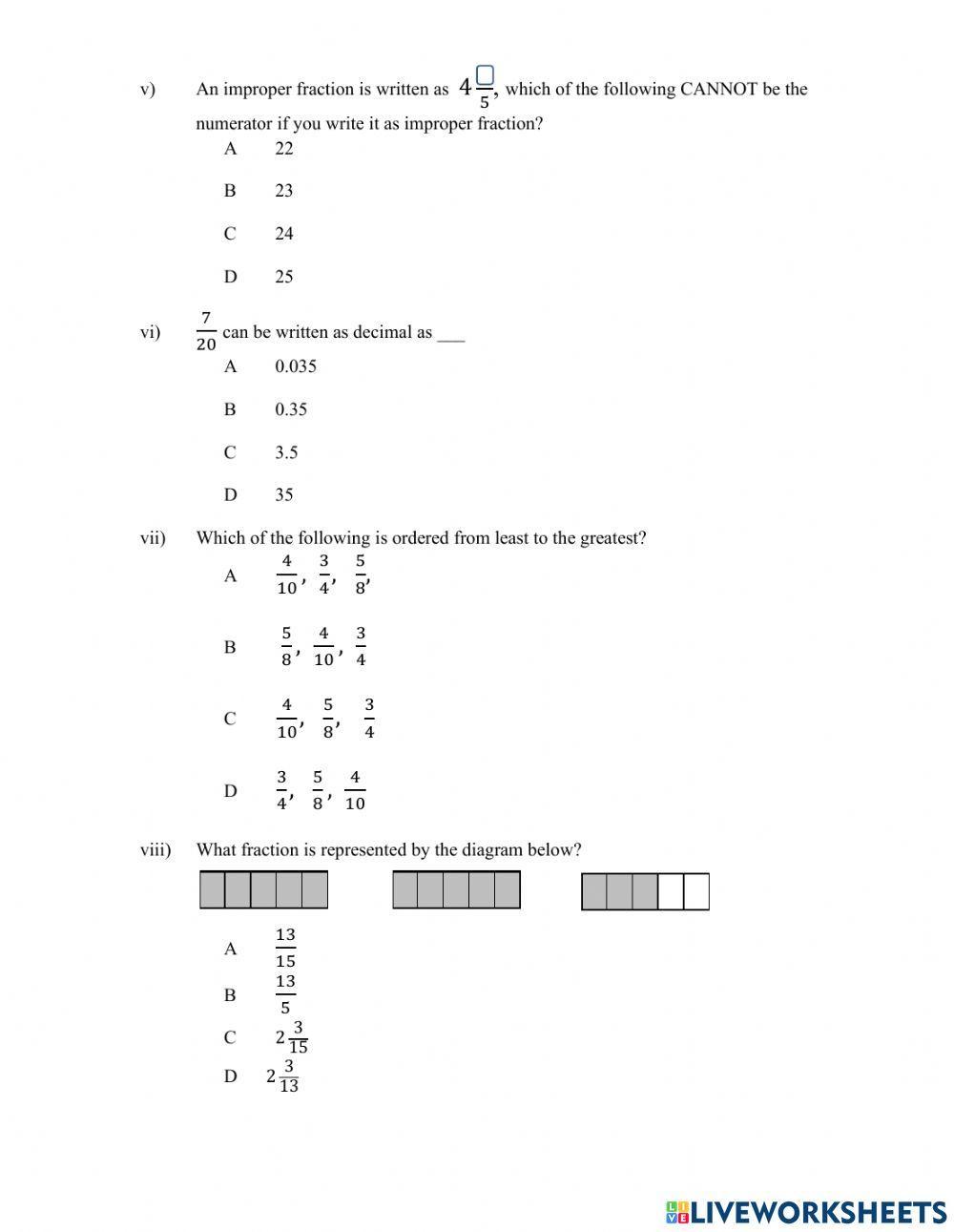 Numbers and Operations Numbers and Operations