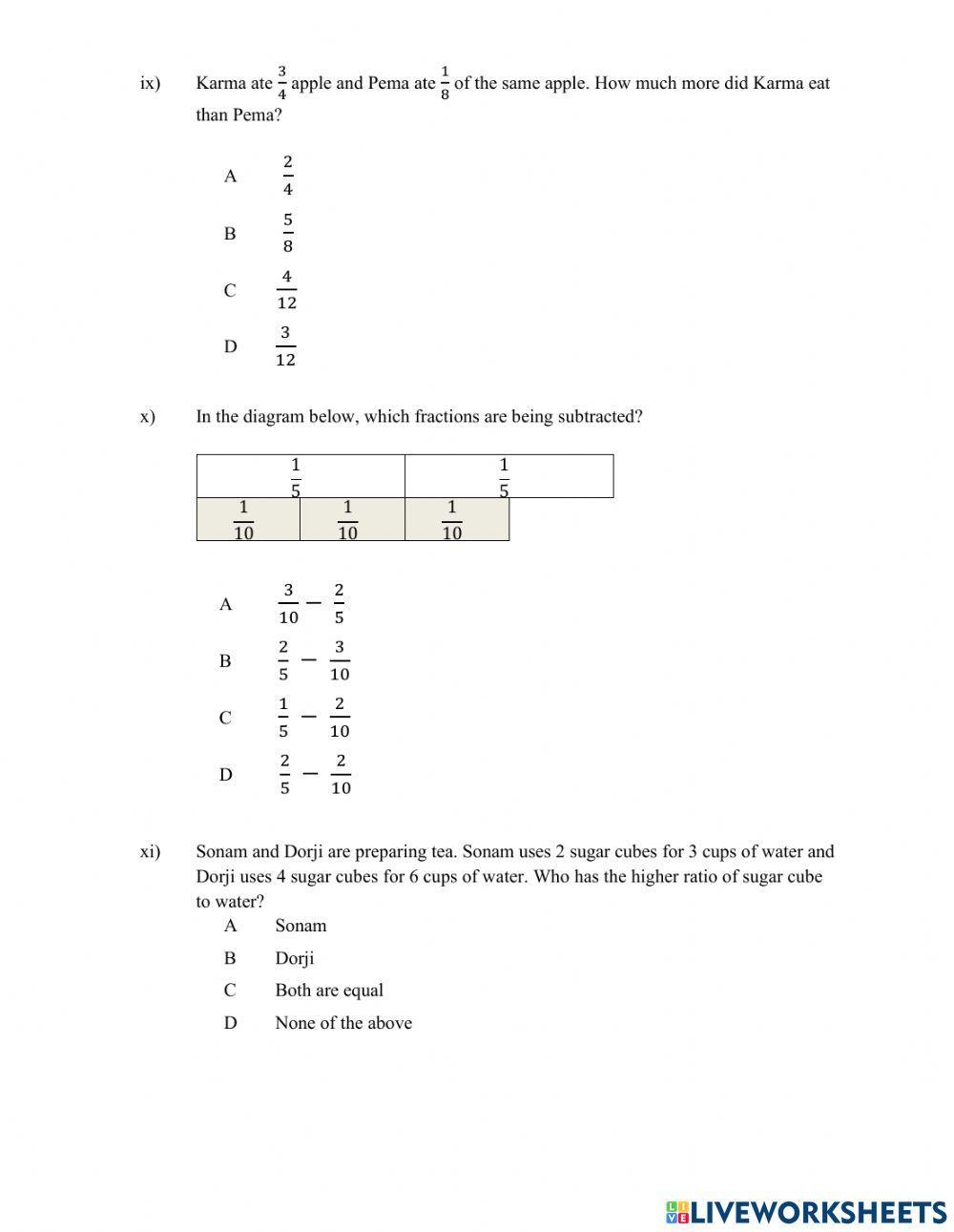 Numbers and Operations Numbers and Operations