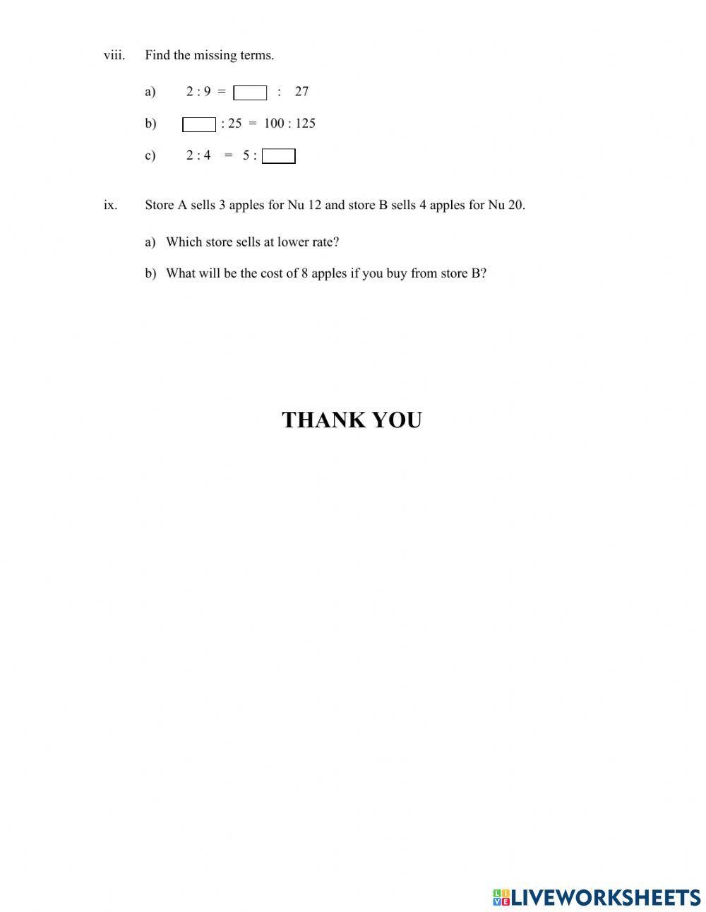 Numbers and Operations Numbers and Operations