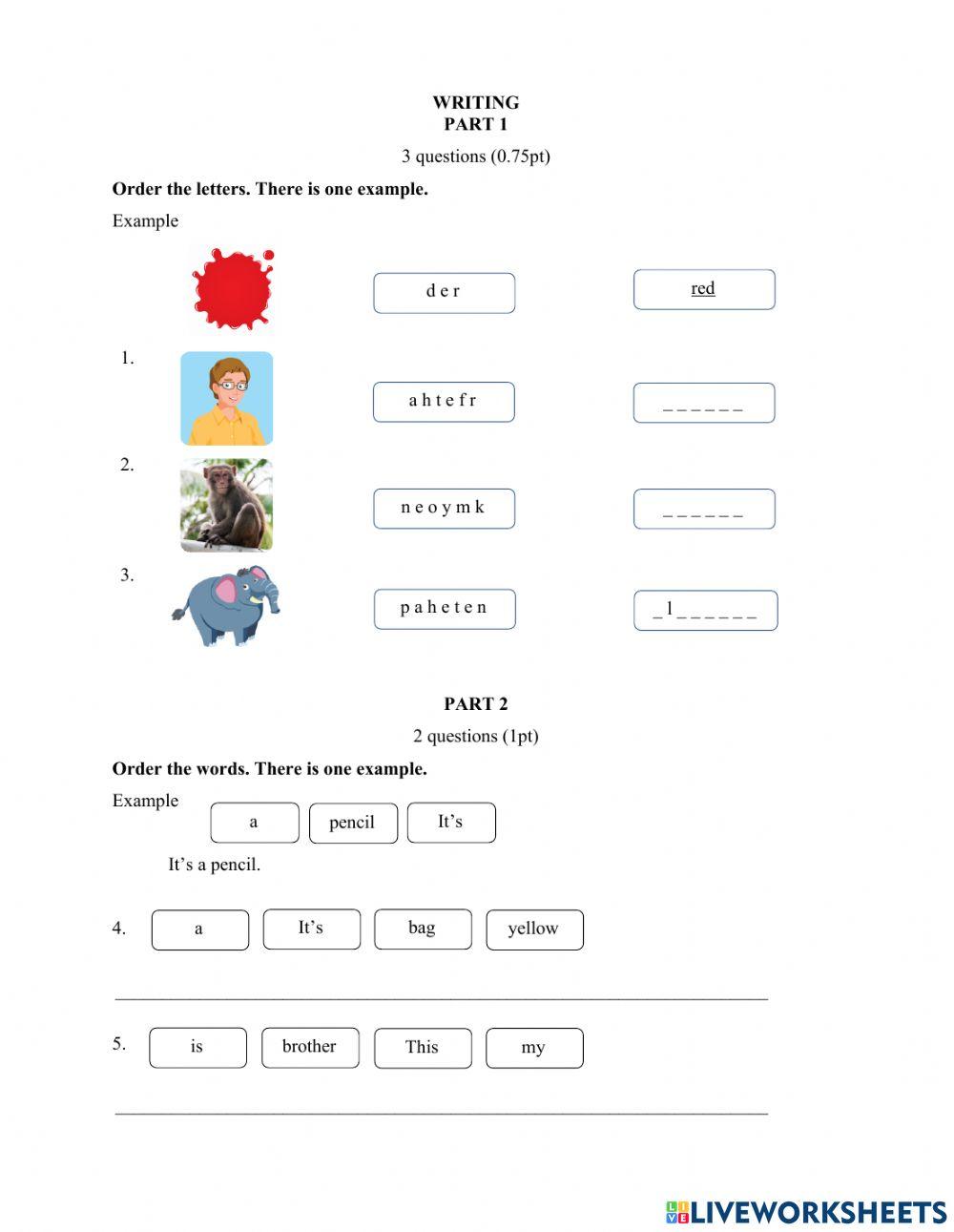 Smart start grade 1 term 1 test 1
