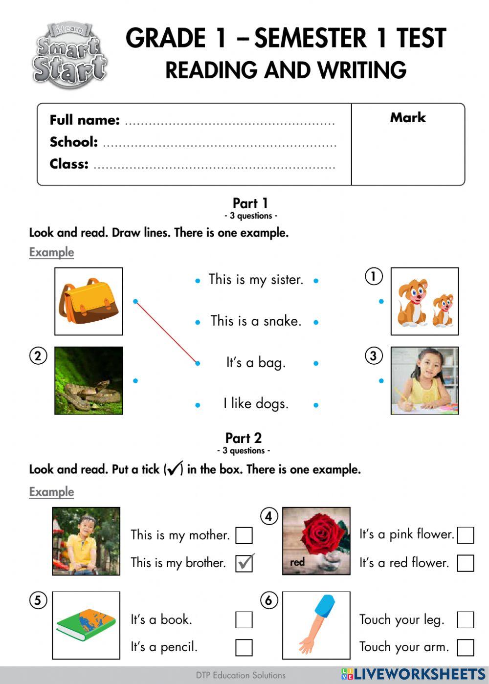 SMART START GRADE 1 TERM 1 TEST