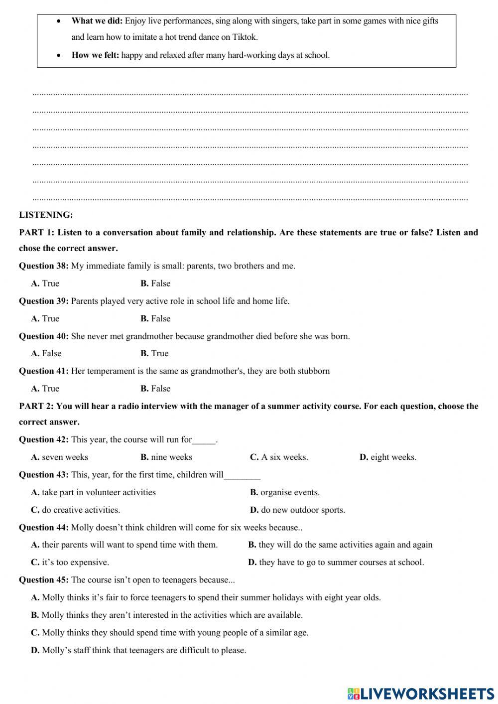 Revision for the first final term