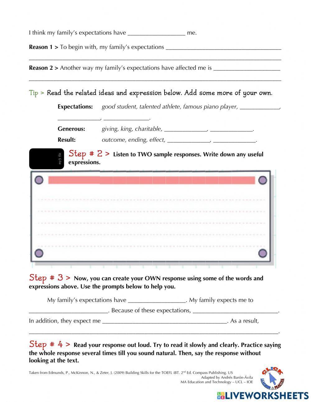 Speaking Ex. - TOEFL (Questions 1-2)