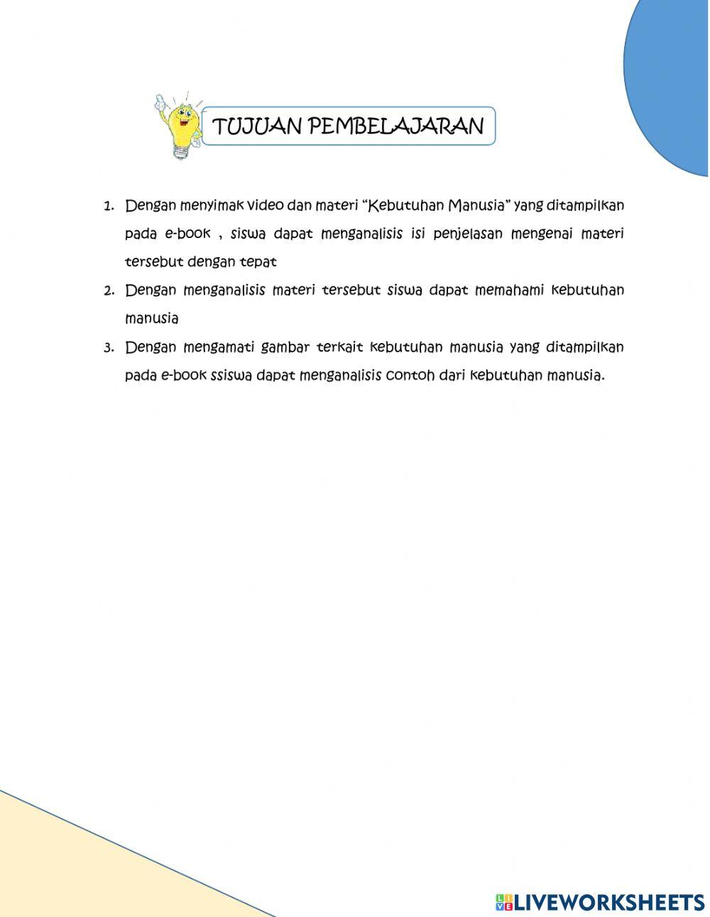 Lkpd materi kebutuhan manusia