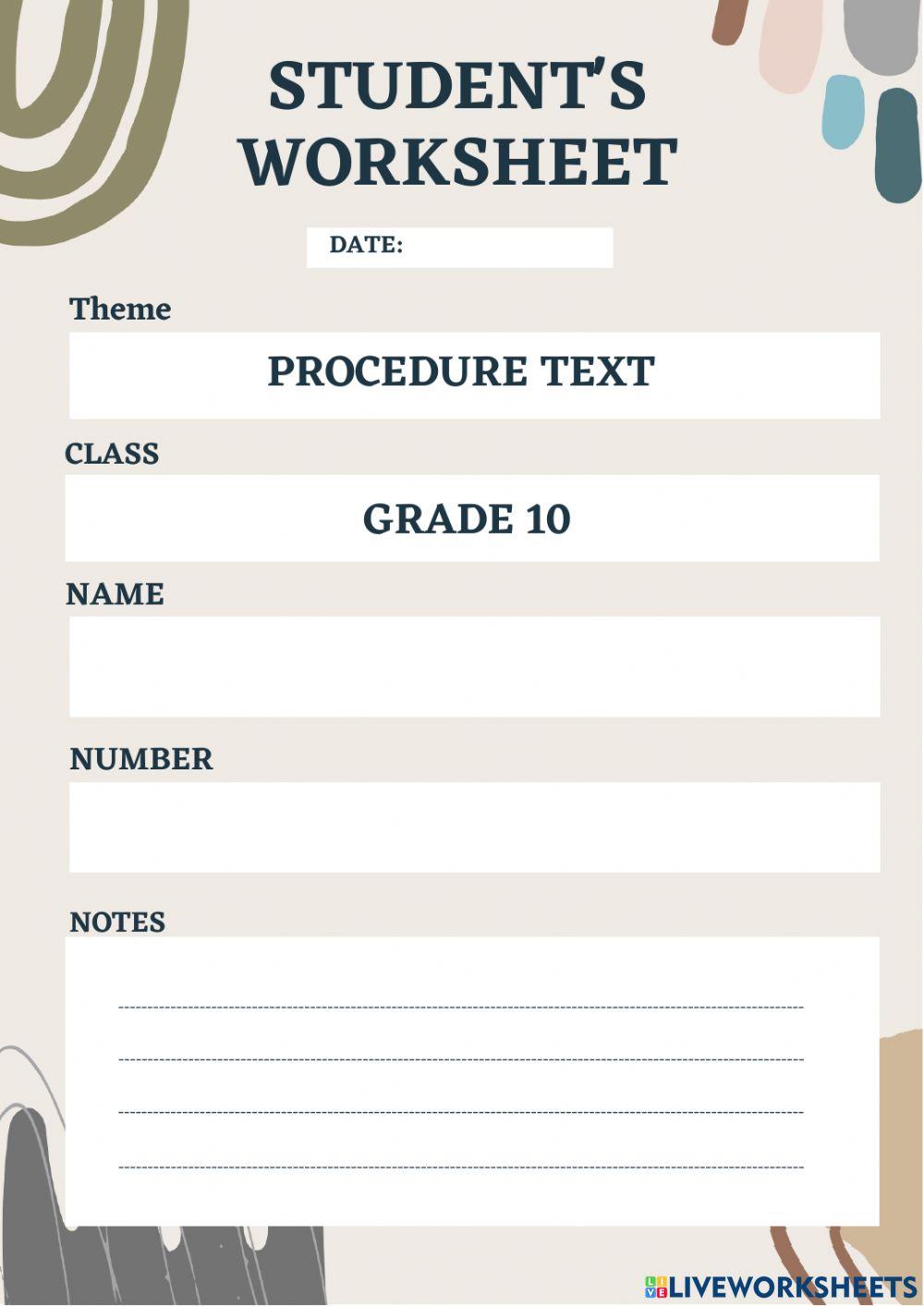 Procedure Text online exercise for 10 | Live Worksheets
