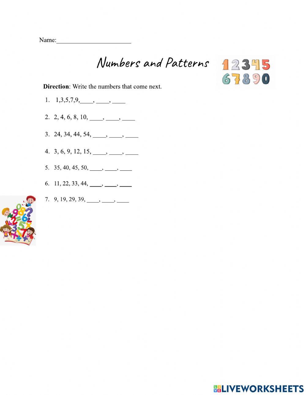 Growing pattern online exercise for | Live Worksheets