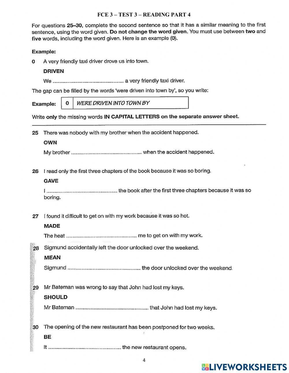 S8-Winter Break-FCE Practice