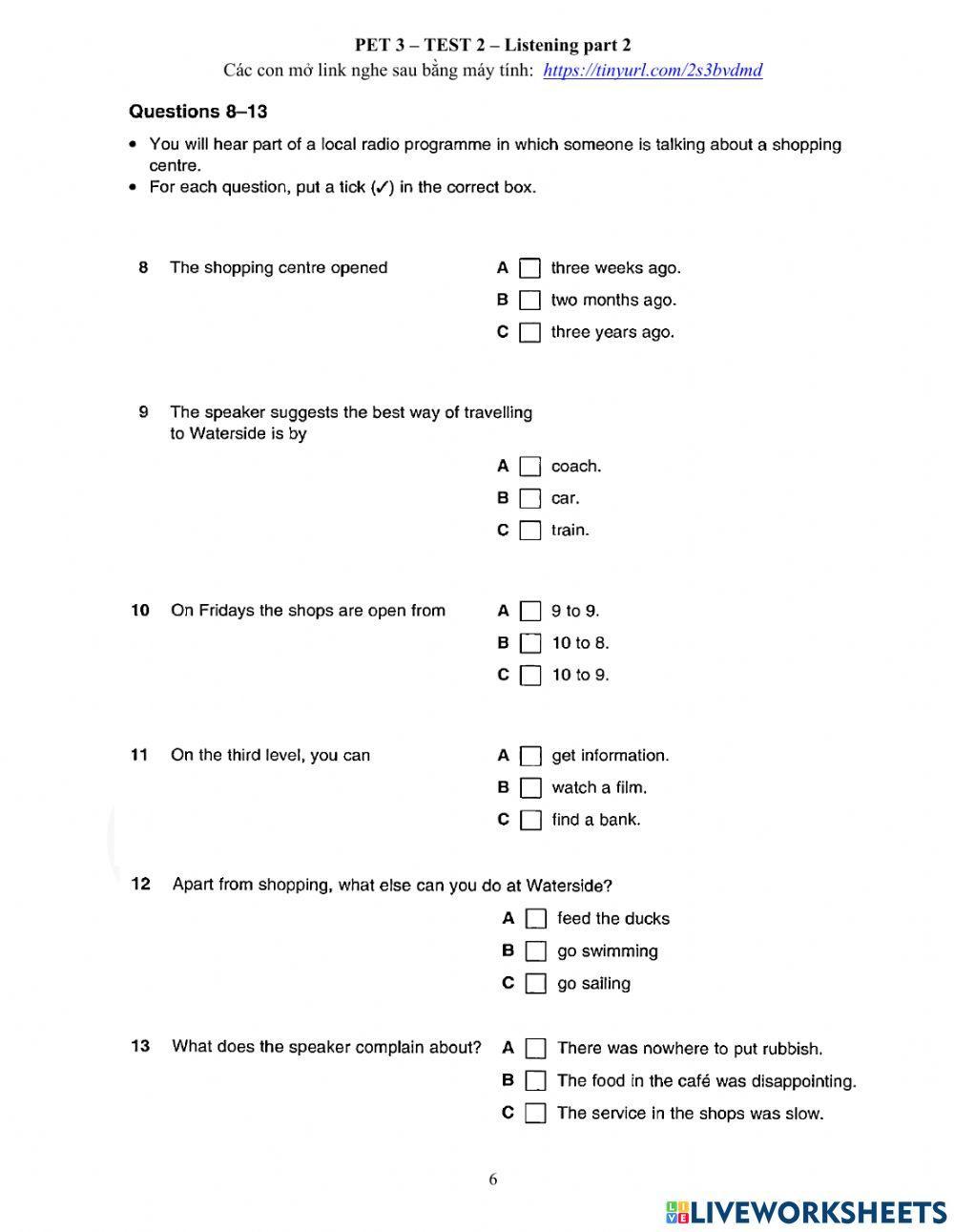 S7-winter break-fce + pet practice