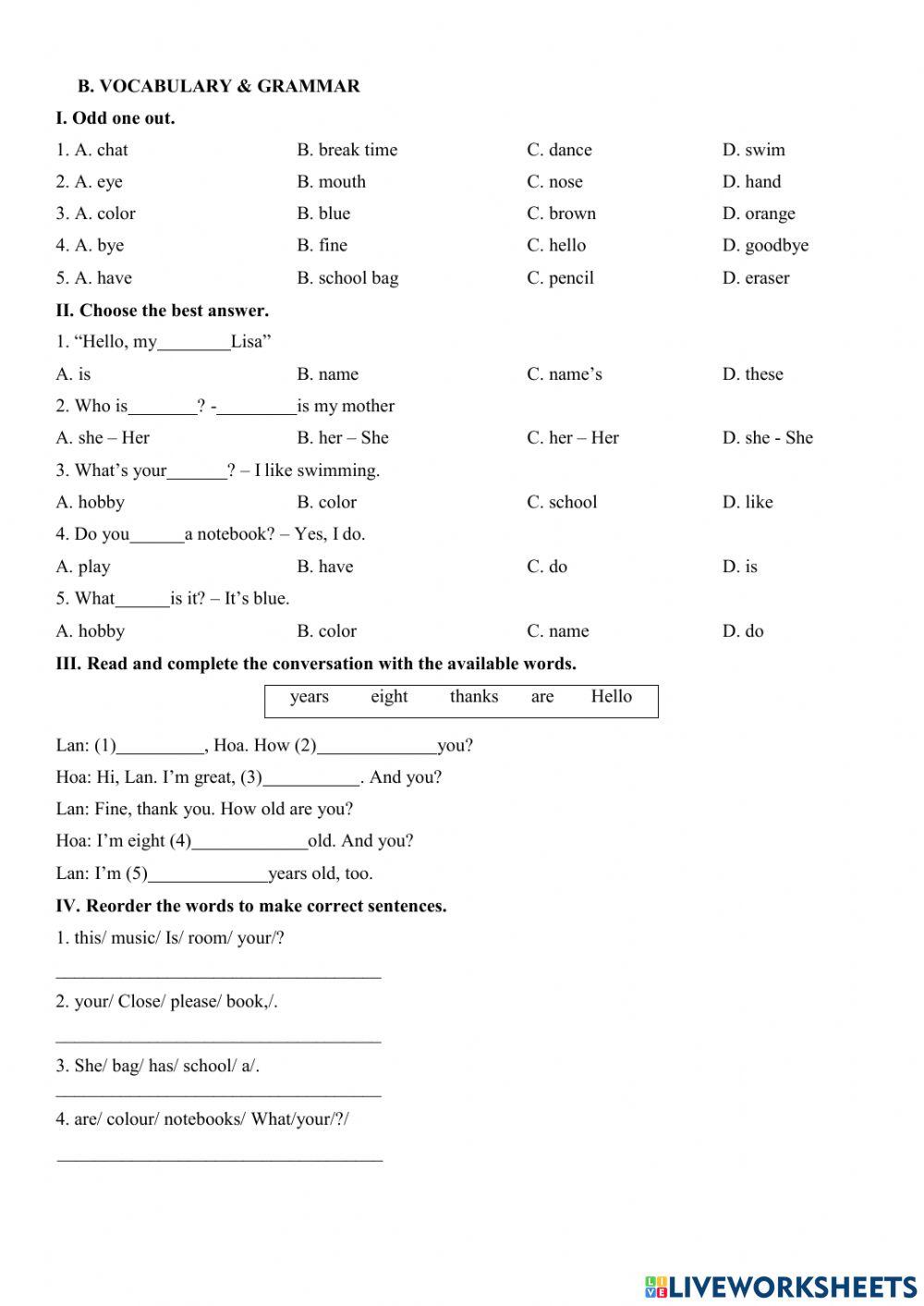 Đề ôn cuối kì 1  môn: tiếng anh 3 global success