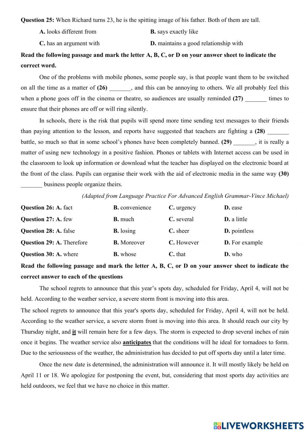 Đề thi cuối kỳ 1 - năm học 22-23