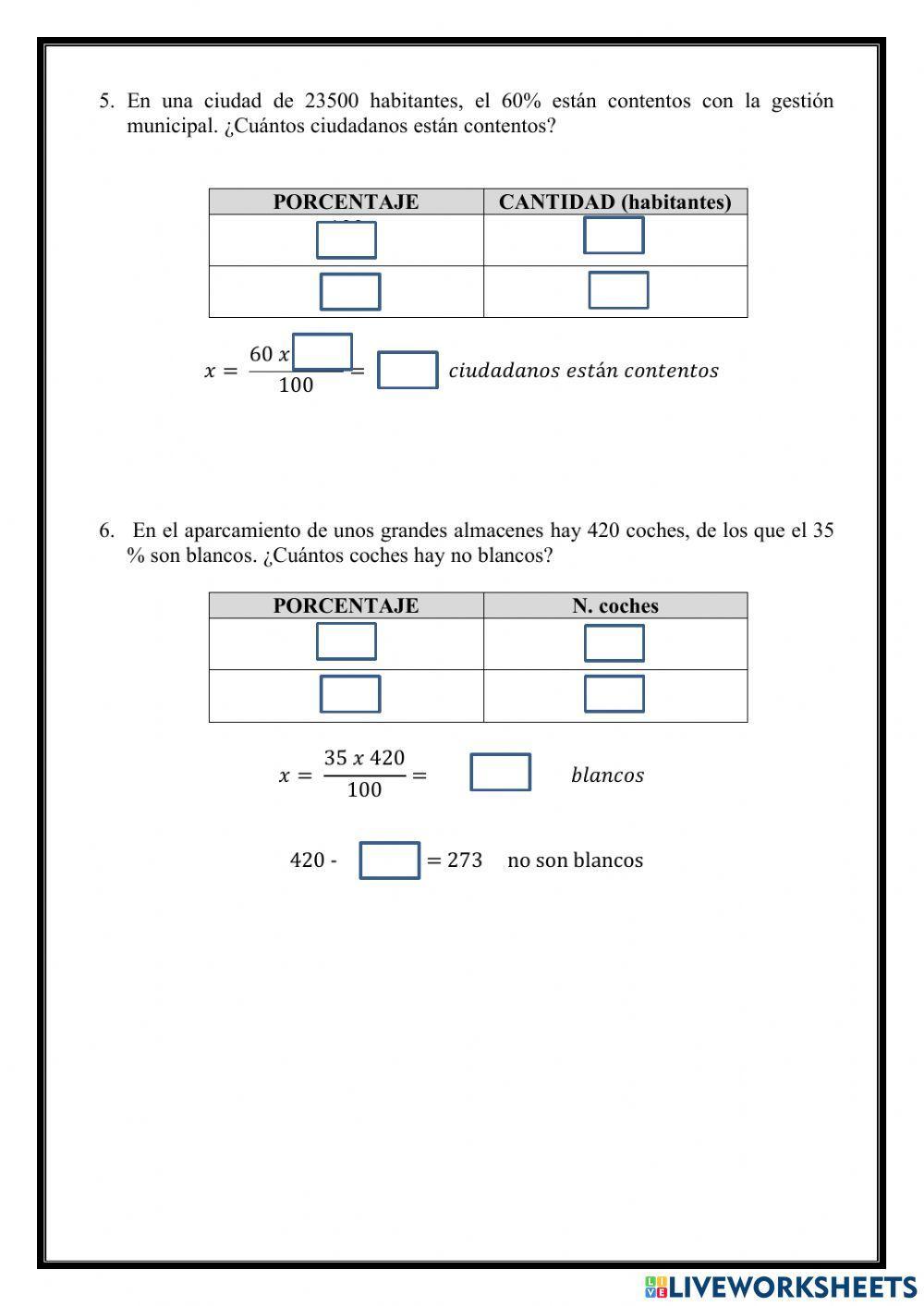 Porcentaje de una cantidad