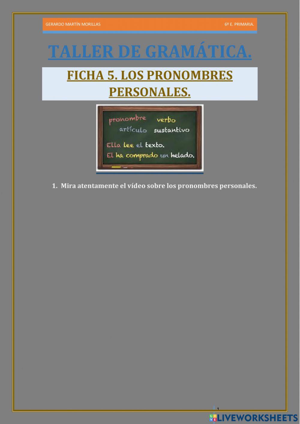 Taller de gramática. Ficha 5. Taller de gramática. Ficha 5.