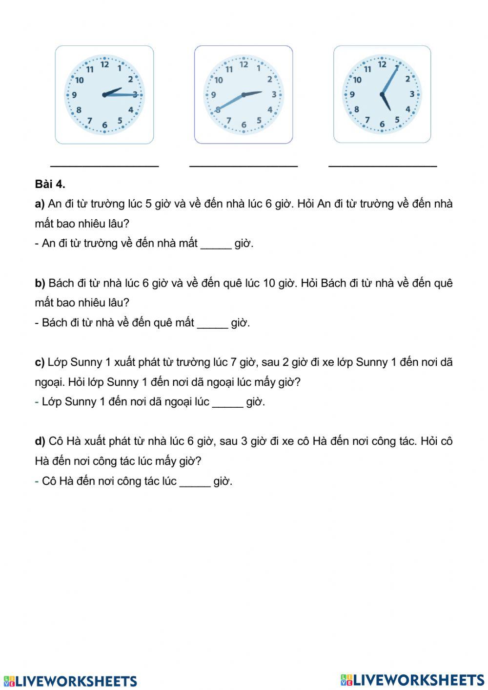 Bài tập thời gian