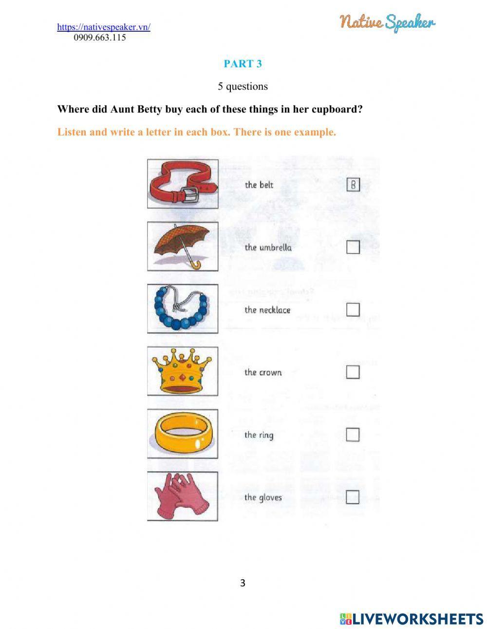 Listening 1 practice test 3