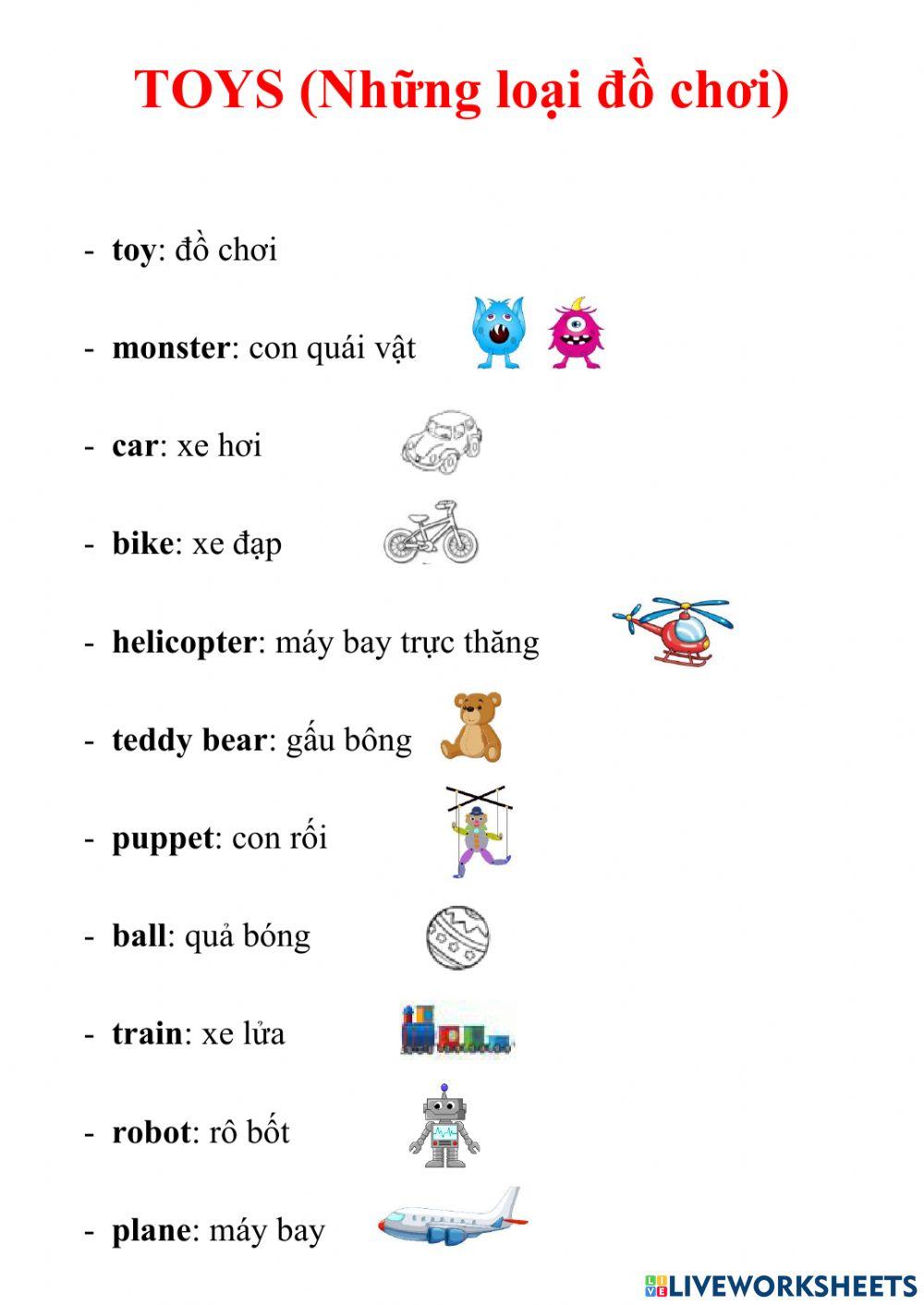 Toys - vocabulary