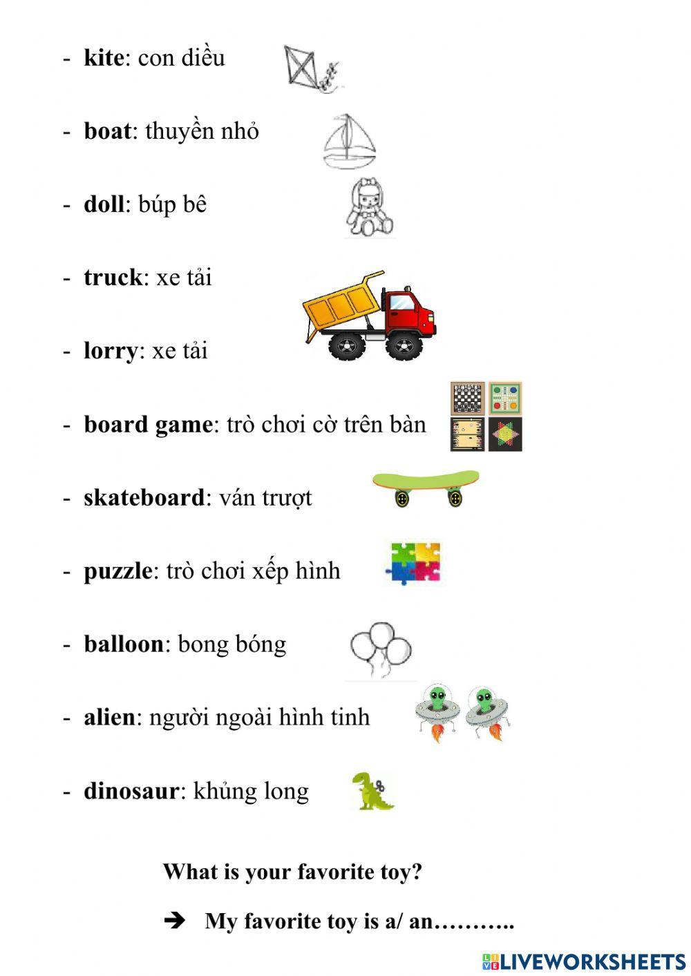 Toys - vocabulary