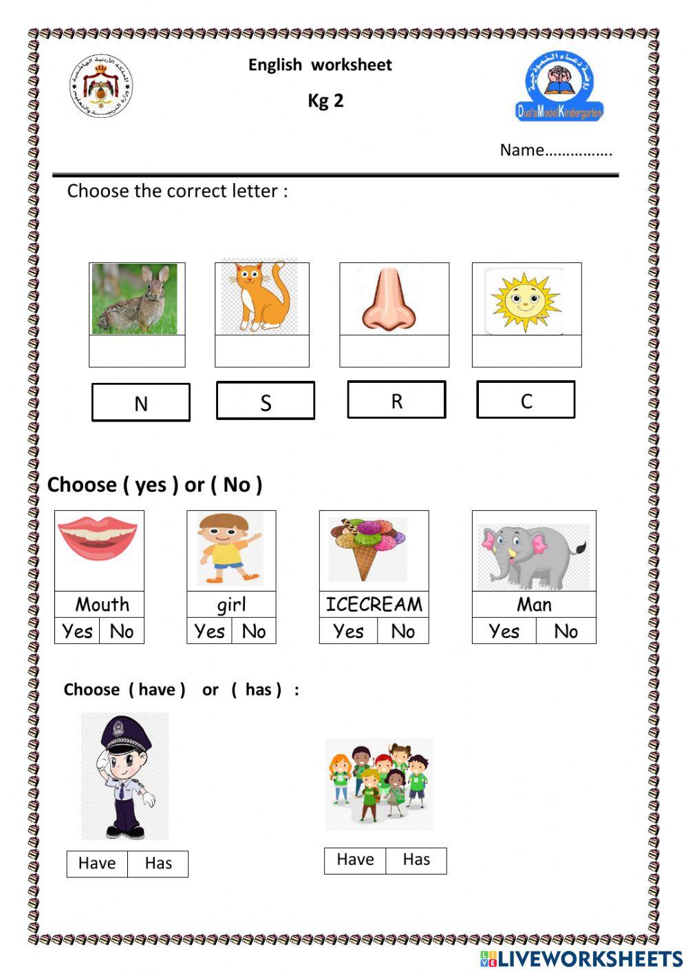 2252397 Kg 2 Ghadeer hunaiti LiveWorksheets