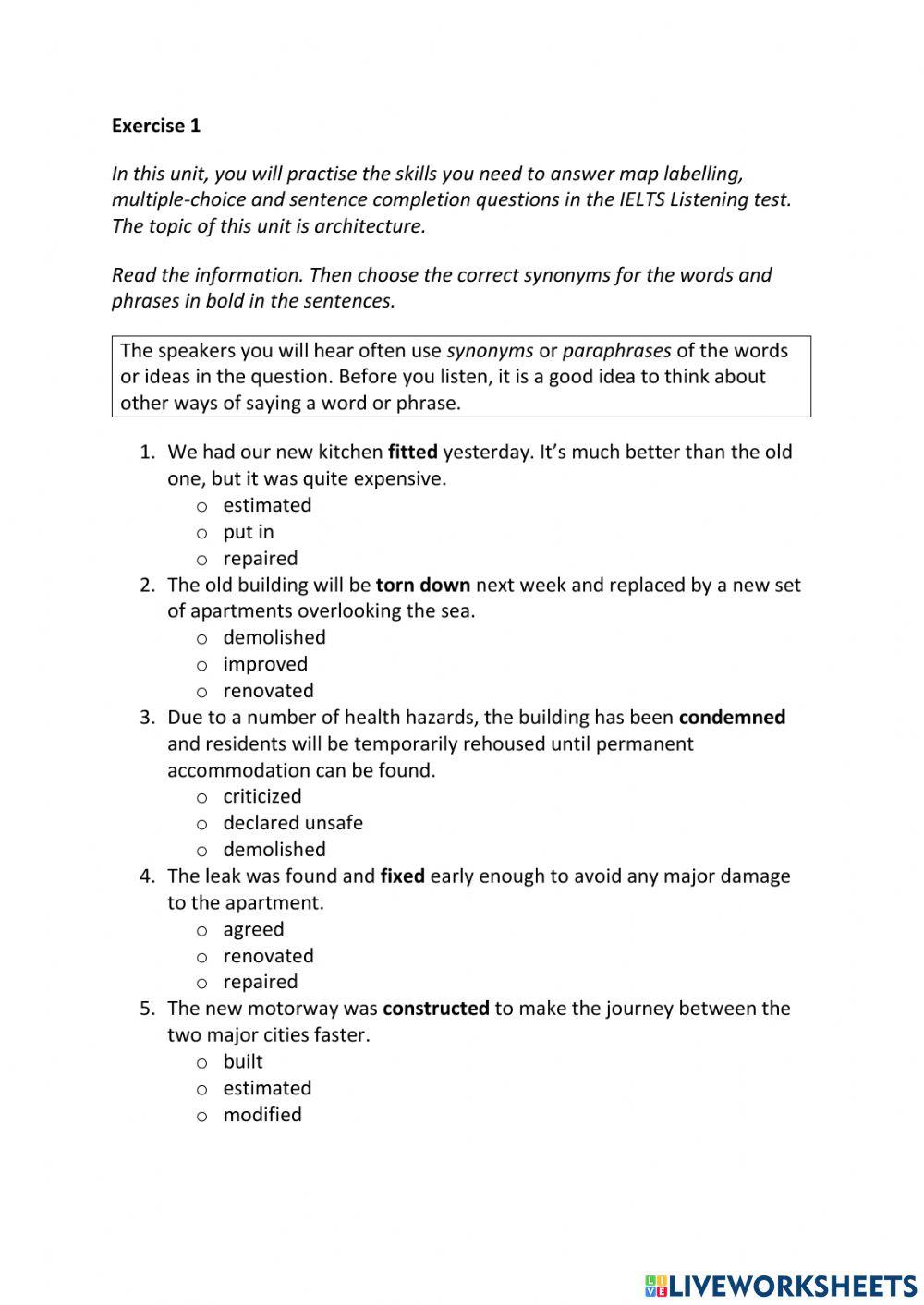 IE3, Unit 3, Listening, Exercise 1