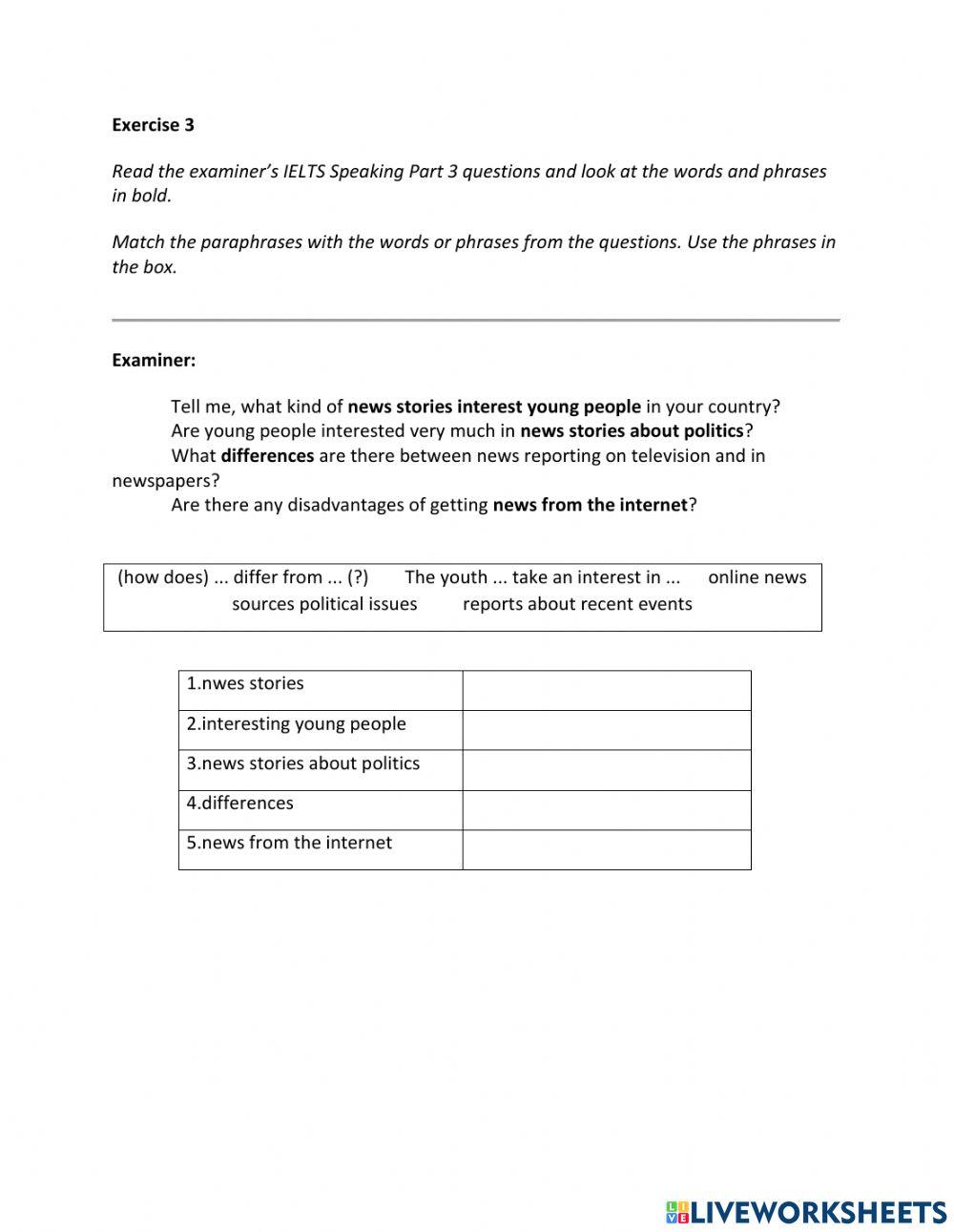 IE2, Unit 3, Speaking, Exercise 3