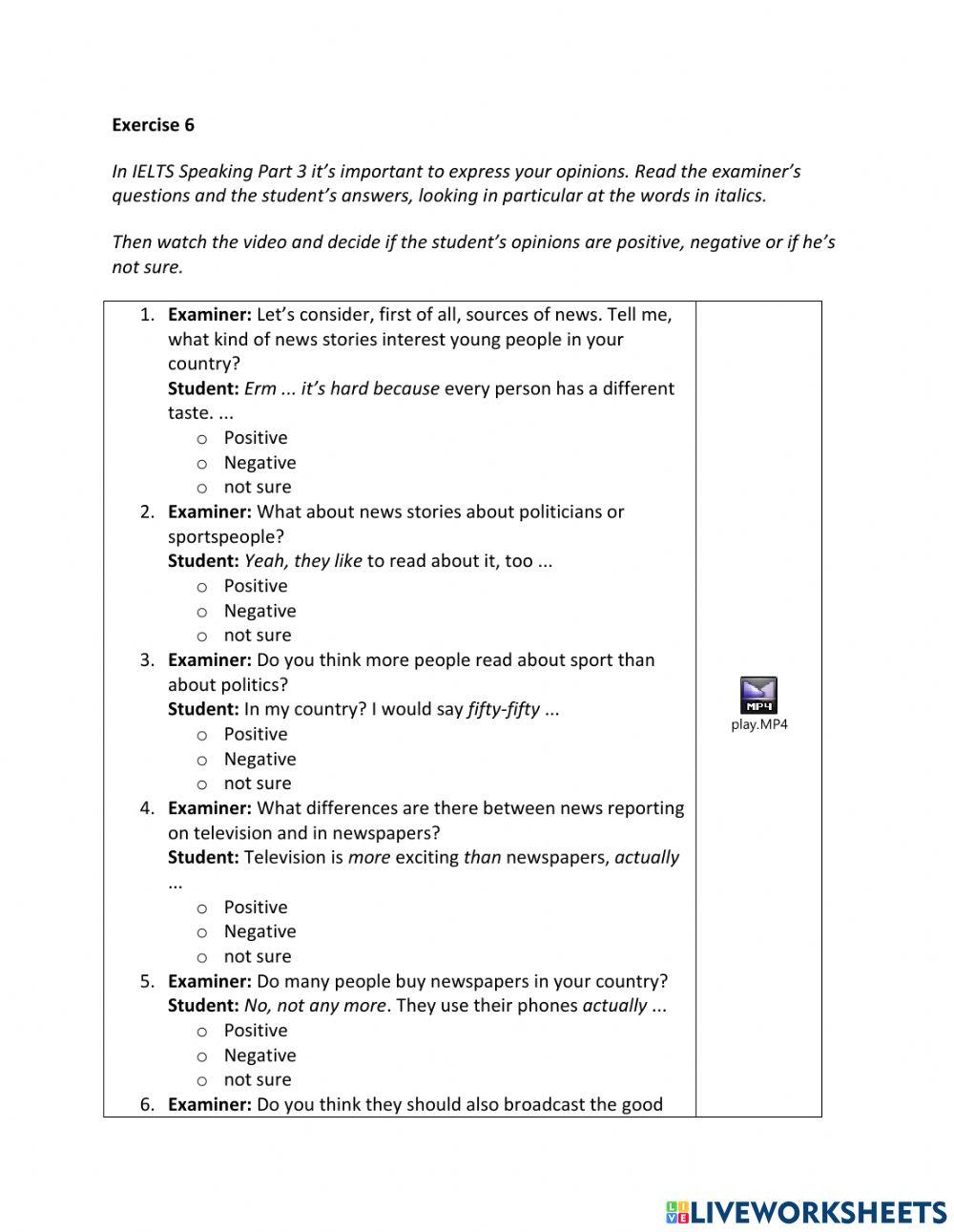 IE2, Unit 3, Speaking, Exercise 6