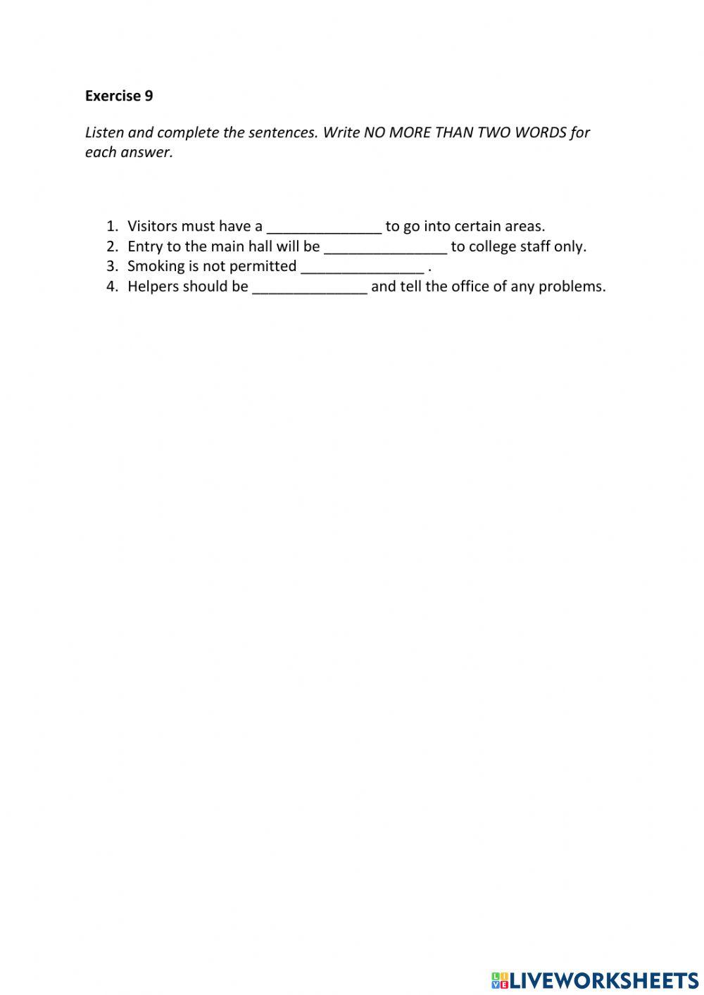 IE3, Unit 3, Listening, Exercise 9
