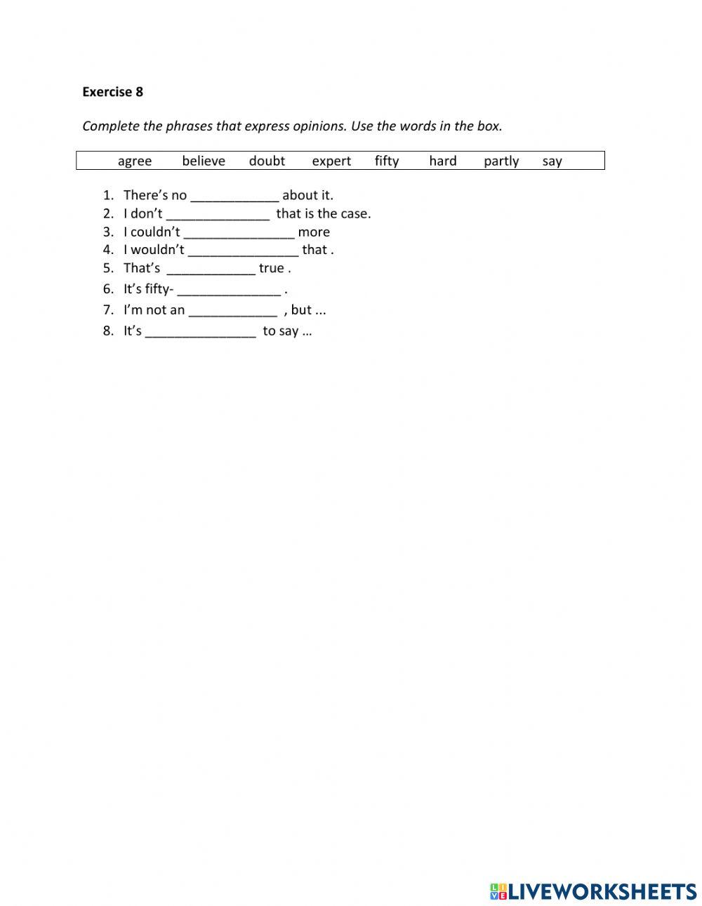 IE2, Unit 3, Speaking, Exercise 8