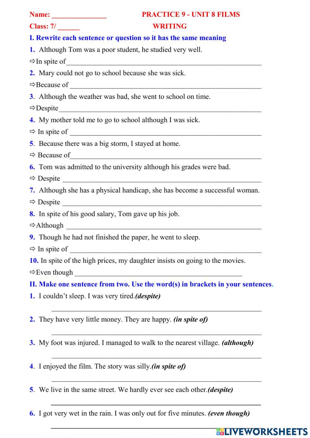 English 7 unit8 practice 8