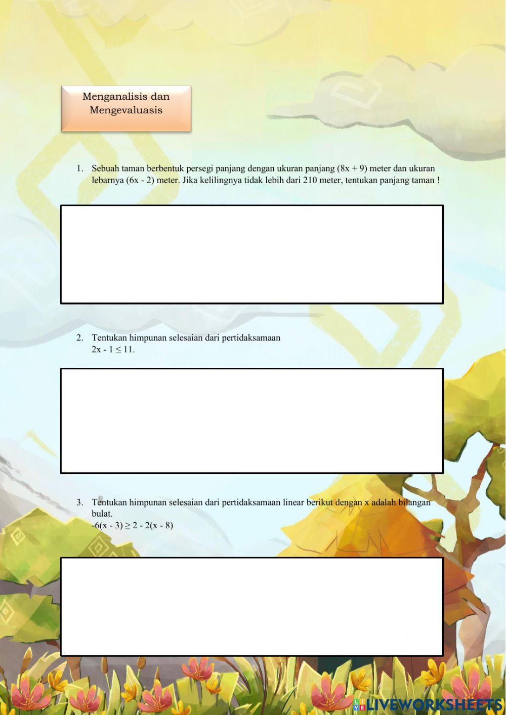 Pertidaksamaan Linear Satu Variabel