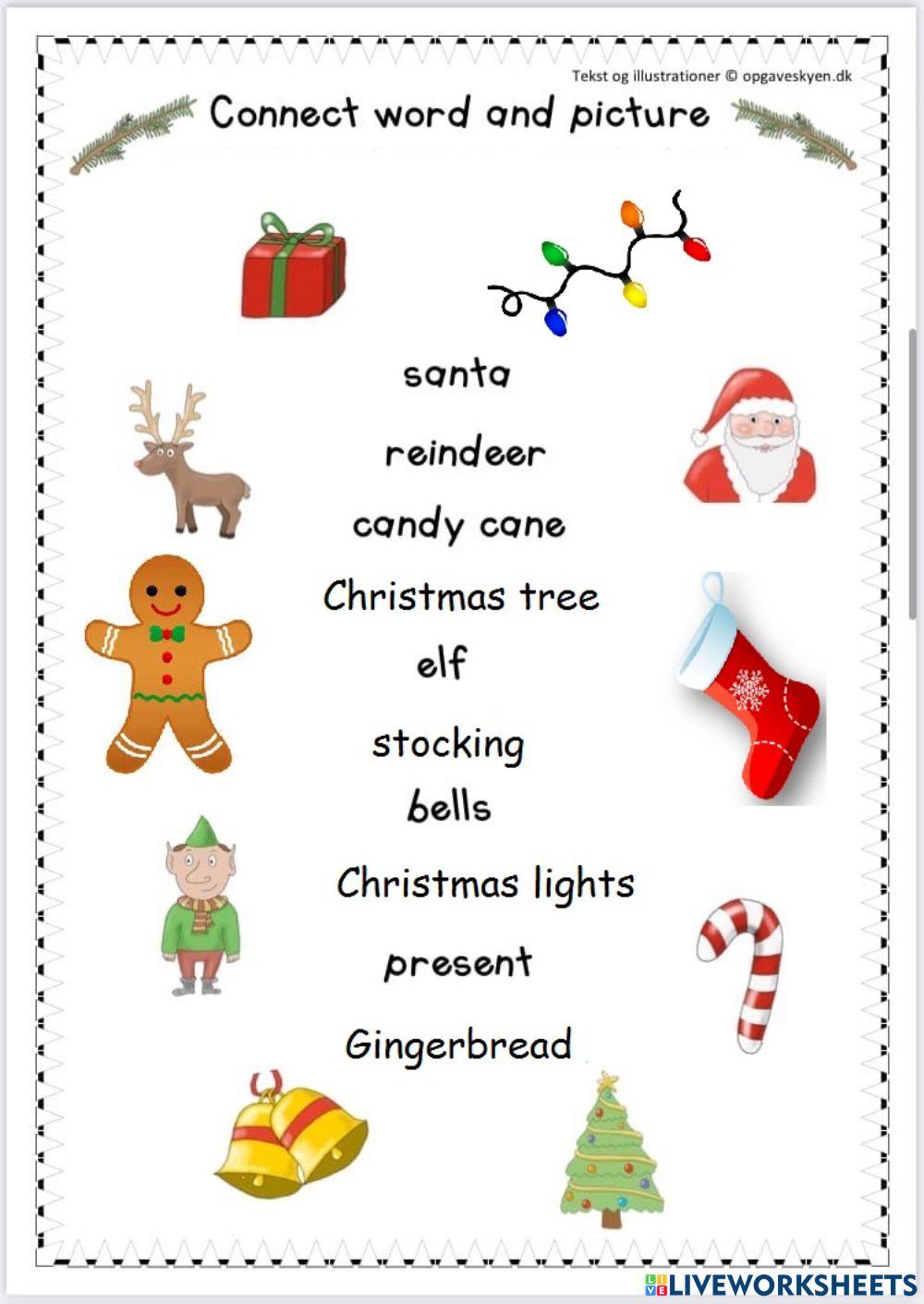 Christmas vocabulary match