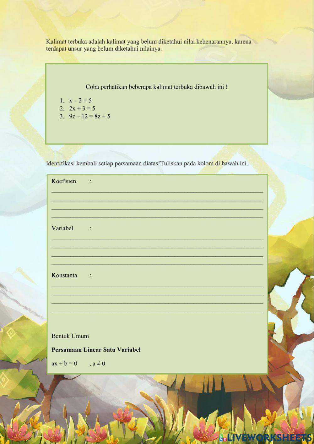 Persamaan Linear Satu Variabel