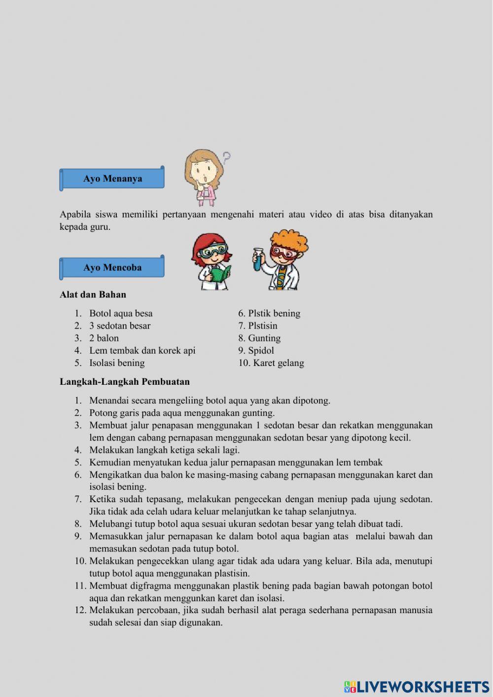 Praktik Mekanisme Pernapasan Manusia Menggunakan Otot