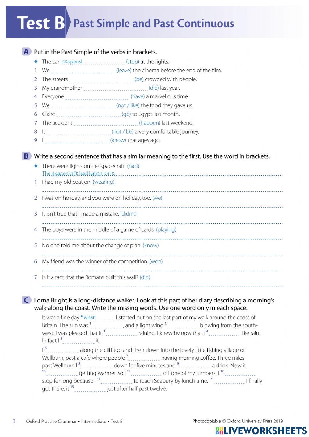 B2 – Present Simple and Continuous, Past Simple and Continuous, Present Perfect Simple