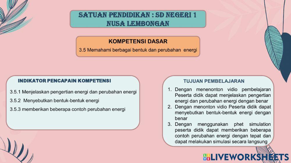 LKPD Bentuk Dan Perubahan Energi