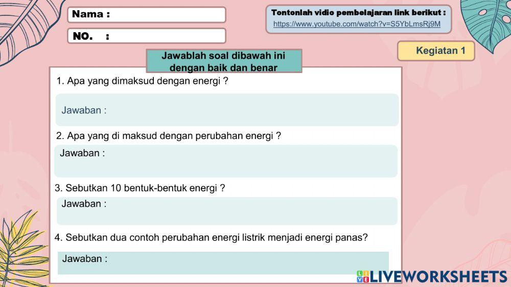 LKPD Bentuk Dan Perubahan Energi