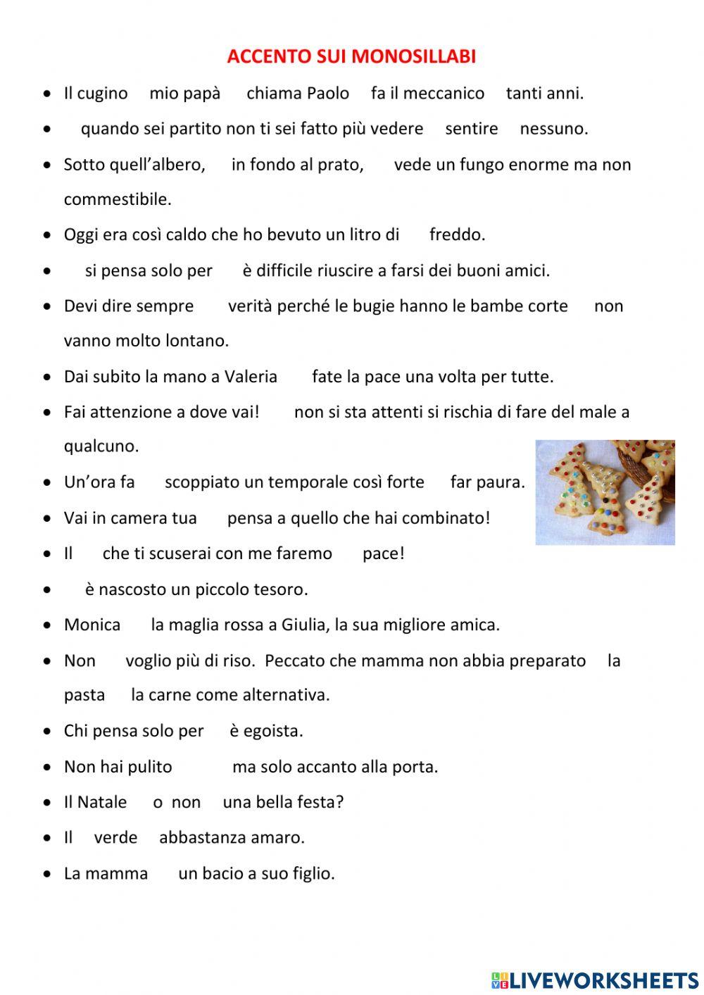 Monosillabi accentati e non accentati